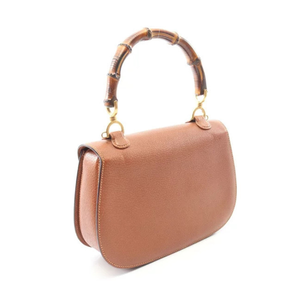Gucci Handbag Leather Brown Bamboo Brown